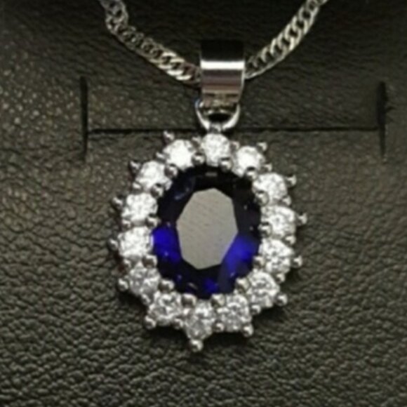18K Plated Sapphire Elements Swarovski Women's Necklace - Picture 4 of 8